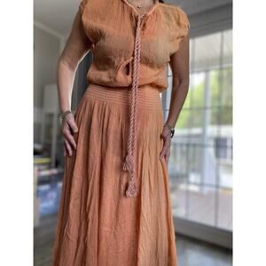 MIGUELINA Peri Cotton Gauze Maxi Coverup Dress In Amber M